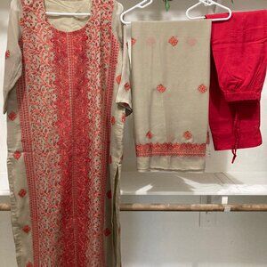 Chiffon Embroidered Kurta Pant set